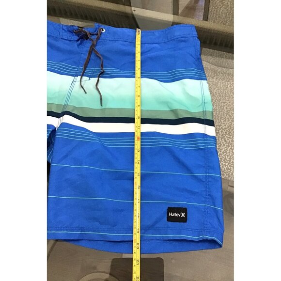 HURLEY- MENS BLUE FRONT TIE BACK POCKET SWIMMING TRUNKS SIZE 38 - Picture 4 of 6